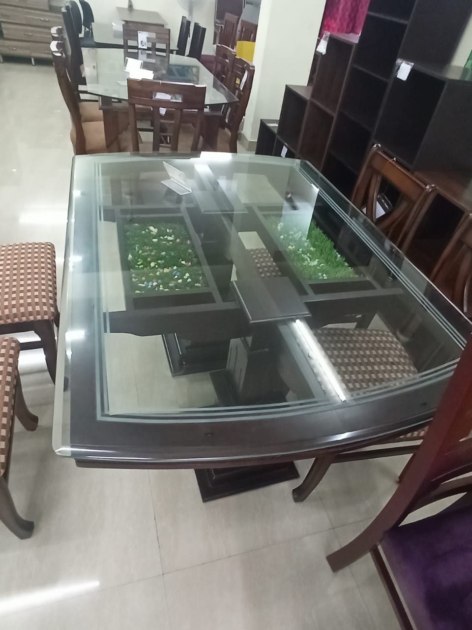 PKR ZDT 408 D Dining Table With Glass Top|72X42|Teakwood||Dining Table