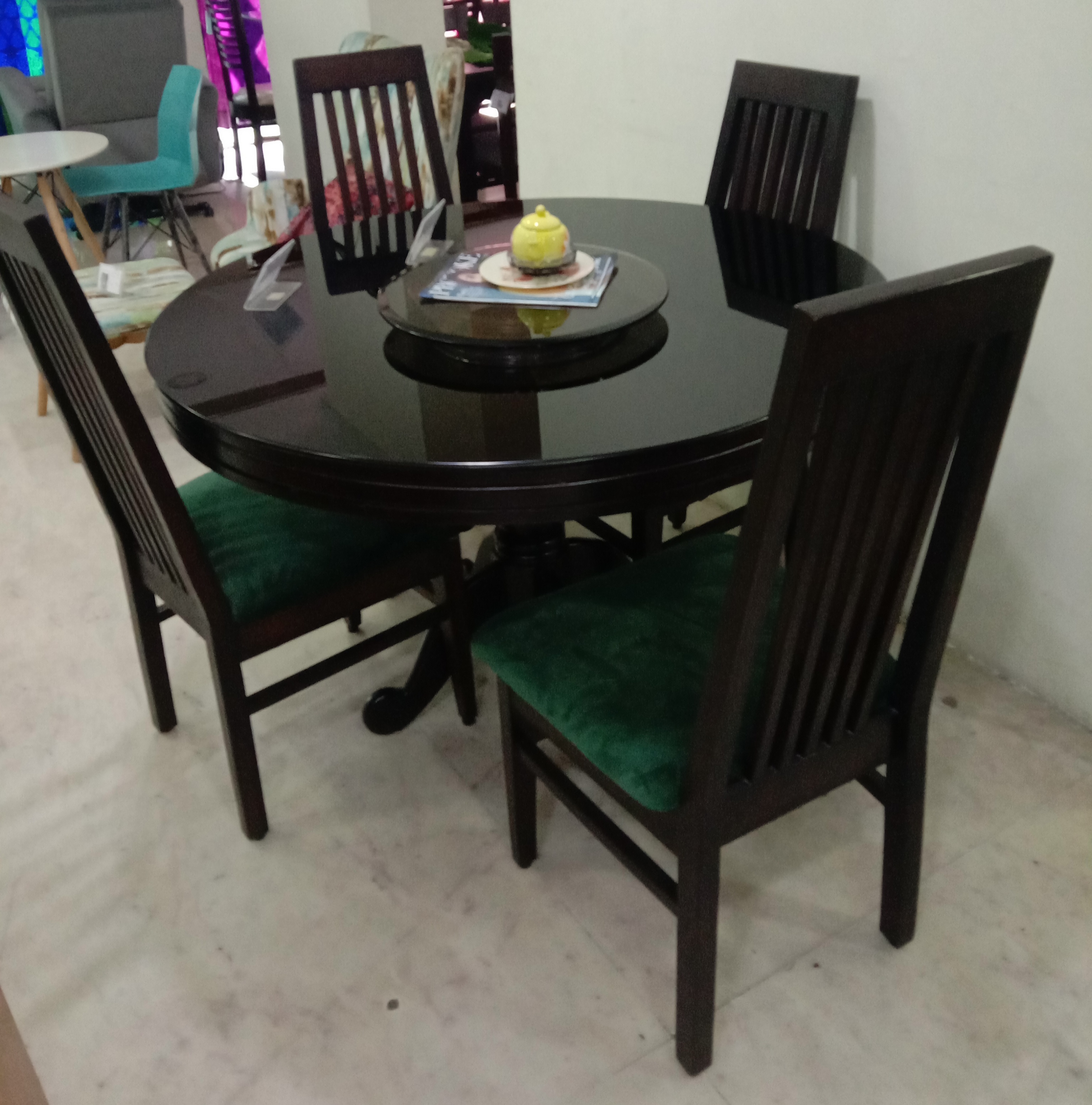 PKR ZDT 410 Round Dining Table With Glass Top|48X48|Teakwood||Dining Table