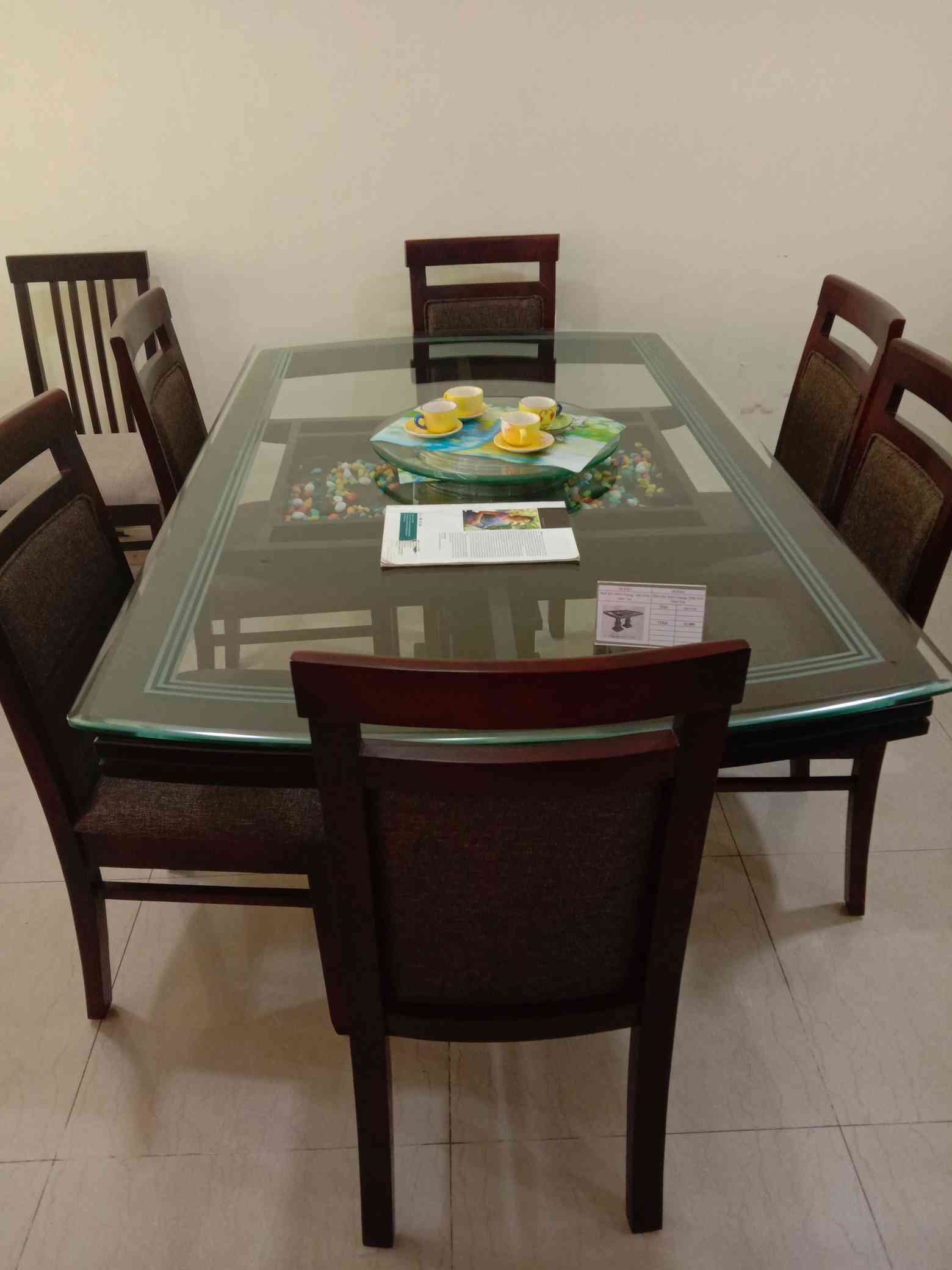 Glass New Wooden Dining Table Design Designed Glass Top Dining Table (4  Seater), image size:1560x2080
