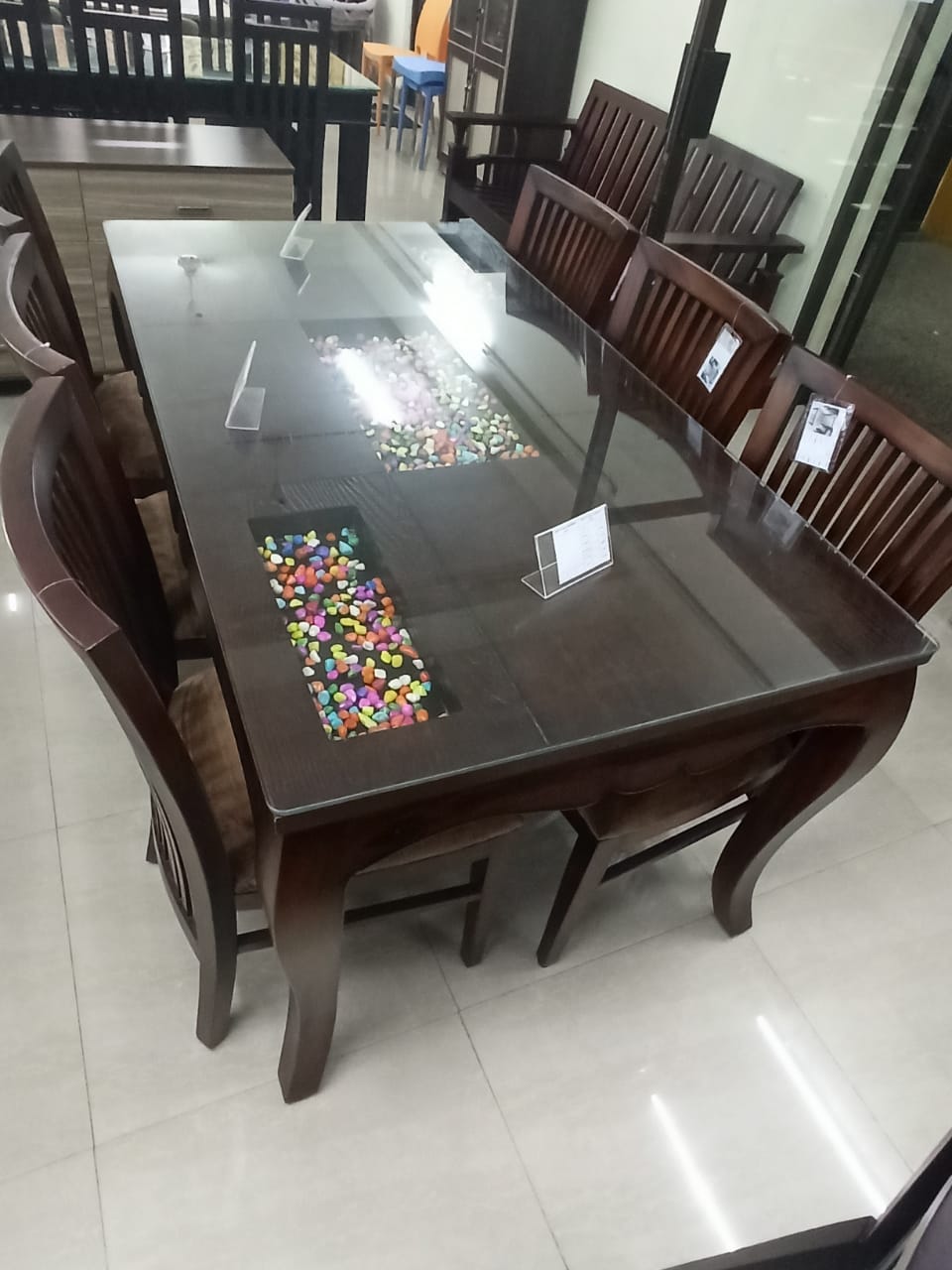DT Crystal Dining Table Base teakwood top MDF With Glass Top ...